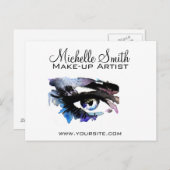 Aquarellaugen mit Lasche-Erweiterung Make-up Postkarte (Vorne/Hinten)