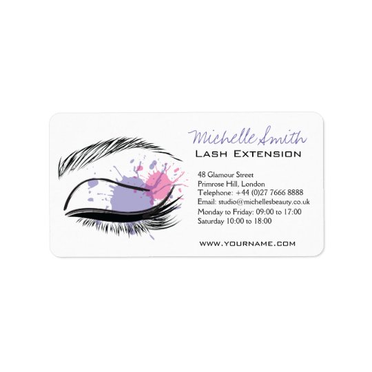 Aquarellaugen-Wimpern Peitschen-Erweiterungsikone Adressetikett