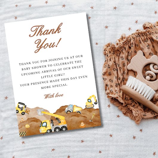 Aquarellbaby im Bau Babydusche Dankeskarte