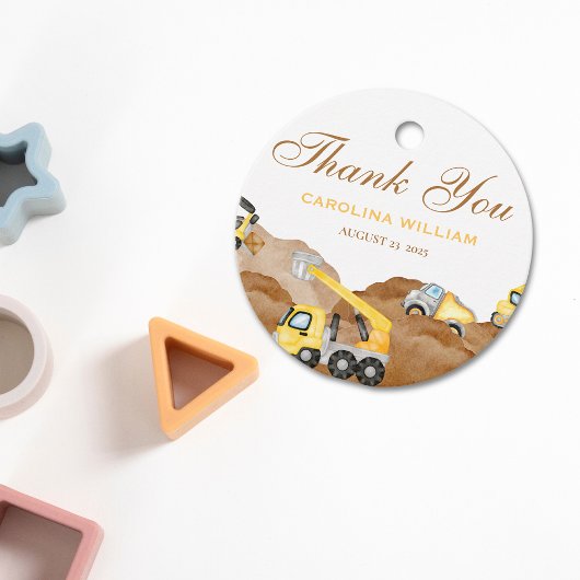 Aquarellbaby im Bau Babydusche Geschenkanhänger