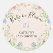 Aquarellbaby in Bloom Wildblume Blumendusche Runder Aufkleber (Vorderseite)