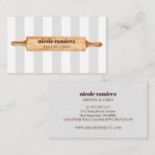 Aquarellbäcker Button Patisserie gestreift Visitenkarte (Vorne/Hinten)