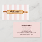 Aquarellbäcker Button Patisserie gestreift Visitenkarte (Vorne/Hinten)