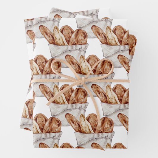 Aquarellbäckerei, Brot, Kuchen, Backhandfarbe Geschenkpapier Set (Beispiel)