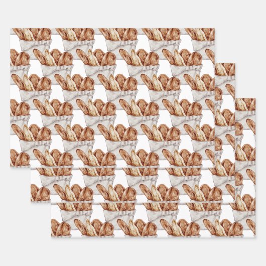 Aquarellbäckerei, Brot, Kuchen, Backhandfarbe Geschenkpapier Set (Set)