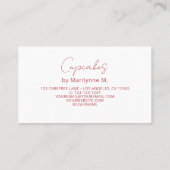 Aquarellbäckerei Cupcakes Business Card Visitenkarte (Rückseite)