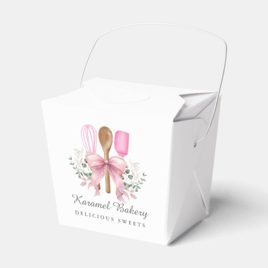 Aquarellbäckerei mit rosa Bow Geschenkschachtel (Vorderseite)