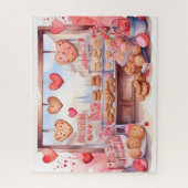 Aquarellbad Altstadt Valentinstag Cookie Shop Puzzle (Vertikal)