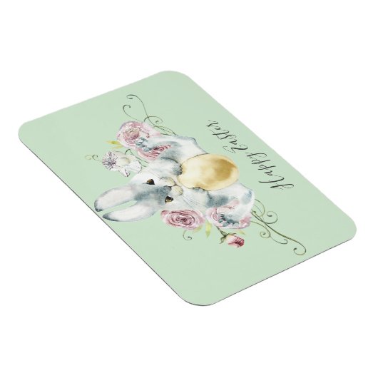 Aquarellbad Bunny & Blume Ostern Magnet (Rechte Seite)