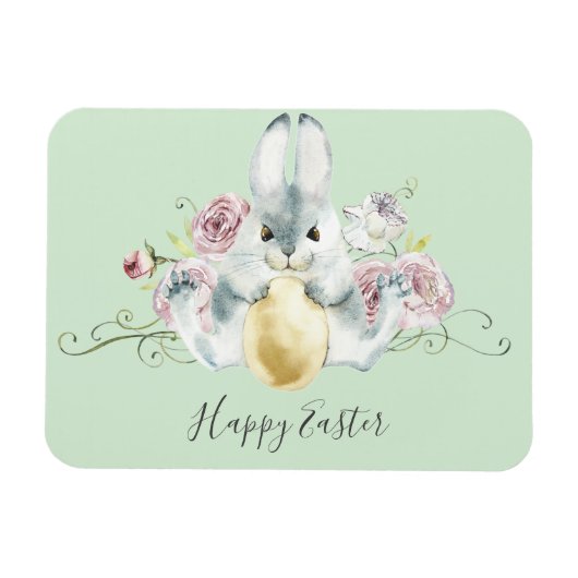 Aquarellbad Bunny & Blume Ostern Magnet (Horizontal)