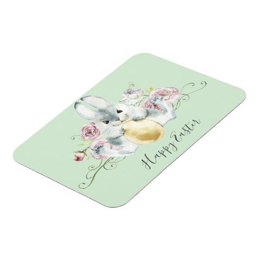 Aquarellbad Bunny & Blume Ostern Magnet (Linke Seite)