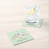 Aquarellbad Bunny & Blume Ostern Rechteckiger Pappuntersetzer (Vor Ort)