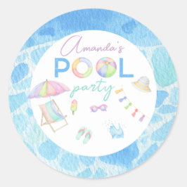 Aquarellbad Geburtstagsparty Pool Runder Aufkleber