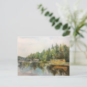 Aquarellbahn Adirondacks Lake Forest Green Postkarte (Stehend Vorderseite)
