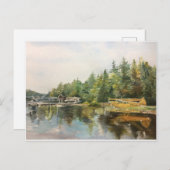 Aquarellbahn Adirondacks Lake Forest Green Postkarte (Vorne/Hinten)