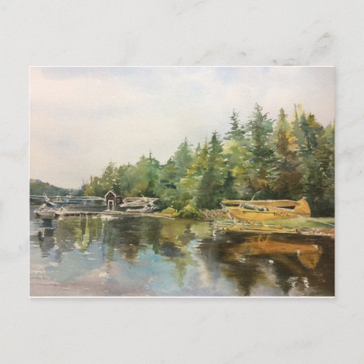 Aquarellbahn Adirondacks Lake Forest Green Postkarte (Vorderseite)