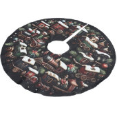 Aquarellbahn auf Schwarzen Weihnachten Polyester Weihnachtsbaumdecke (Schrägansicht)