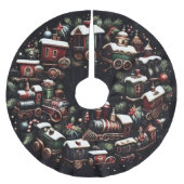 Aquarellbahn auf Schwarzen Weihnachten Polyester Weihnachtsbaumdecke (Vorderseite)