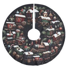 Aquarellbahn auf Schwarzen Weihnachten Polyester Weihnachtsbaumdecke