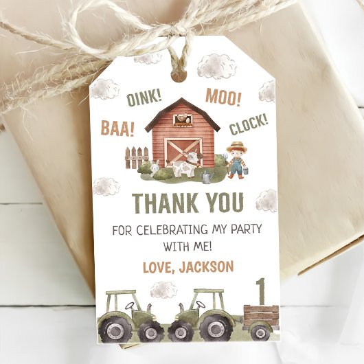 Aquarellbahn Bauernhof 1. Geburtstag Geschenkanhänger