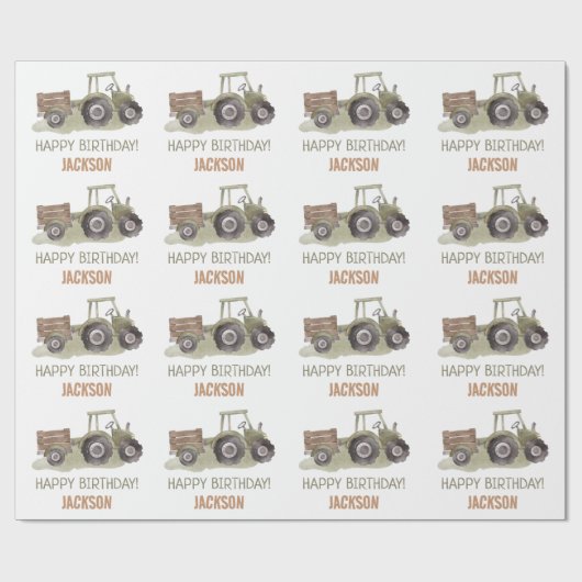 Aquarellbahn Bauernhof 1. Geburtstag Geschenkpapier (Flach)