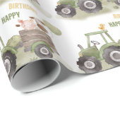 Aquarellbahn Bauernhof 1. Geburtstag Geschenkpapier (Rolleneckpunkt)