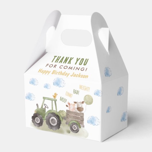 Aquarellbahn Bauernhof 1. Geburtstag Geschenkschachtel (Vorderseite)