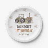 Aquarellbahn Bauernhof 1. Geburtstag Pappteller (Vorderseite)