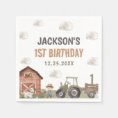 Aquarellbahn Bauernhof 1. Geburtstag Serviette (Vorderseite)