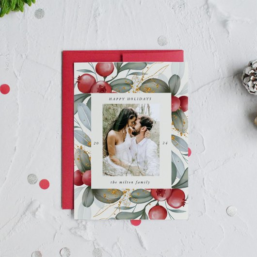 Aquarellbahn Berries Ein Foto Ferienkarte Feiertagskarte