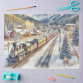 Aquarellbahn im Winter mit Schneepapier Seidenpapier (Basteln)