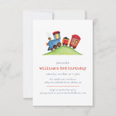 Aquarellbahn Red Blue Pastel Birthday Einladung (Vorderseite)