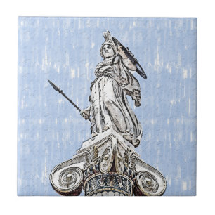 Aquarellbahn Statue Athena Keramik Tile Fliese