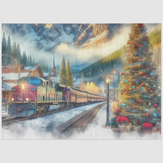 Aquarellbahn und Weihnachtsbaumgewebe Seidenpapier (Vorderseite)