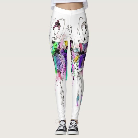 Aquarellballerinas: Illustration des hellen Tanzes Leggings (Vorderseite)