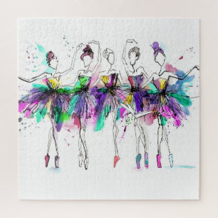 Aquarellballerinas: Illustration des hellen Tanzes Puzzle