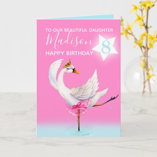 Aquarellballet Schwänzerin Tochter 8. Geburtstag Karte (Gelbe Blume)