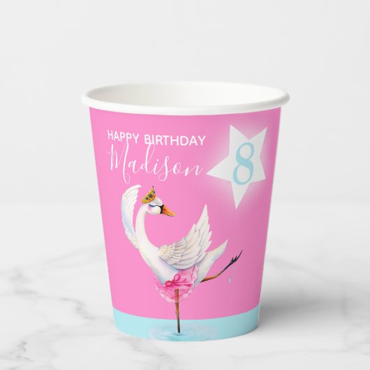 Aquarellballet Schwänzerin Tochter 8. Geburtstag Pappbecher (Rückseite)