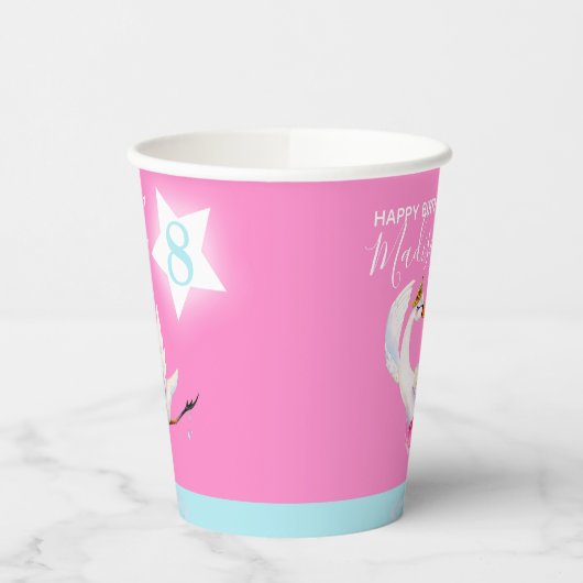 Aquarellballet Schwänzerin Tochter 8. Geburtstag Pappbecher (Links)