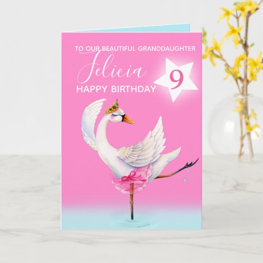 Aquarellballett-Enkelin 9. Geburtstag Karte (Gelbe Blume)