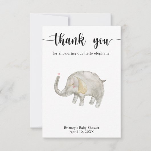 Aquarellballon-Elefant vielen Dank Dankeskarte (Vorderseite)