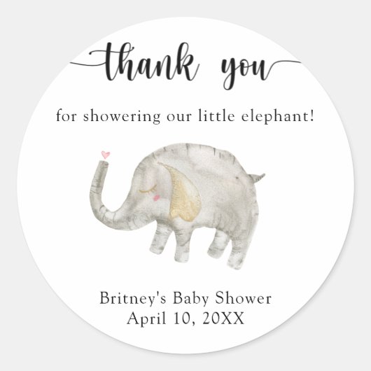 Aquarellballon-Elefant vielen Dank Runder Aufkleber (Vorderseite)