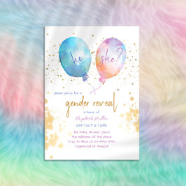 Aquarellballon Pink Blue Glitzer Gender Reveal Einladung