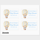 Aquarellballon Teddy Bear Buchzeichen Labels Rechteckiger Aufkleber (Blatt)