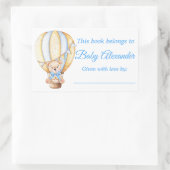 Aquarellballon Teddy Bear Buchzeichen Labels Rechteckiger Aufkleber (Tasche)
