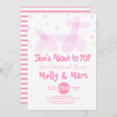 Aquarellballon Tiere Confetti Babydusche Einladung (Vorne/Hinten)