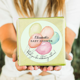 Aquarellballons auf der Green Baby Dusche Runder Aufkleber