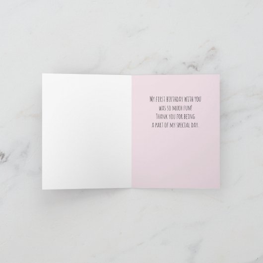 Aquarellballons auf Rosa 1. Geburtstag Dankeskarte (Innenseite)