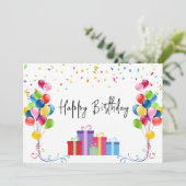 Aquarellballons Einfaches Script-Happy Birthday Karte (Stehend Vorderseite)