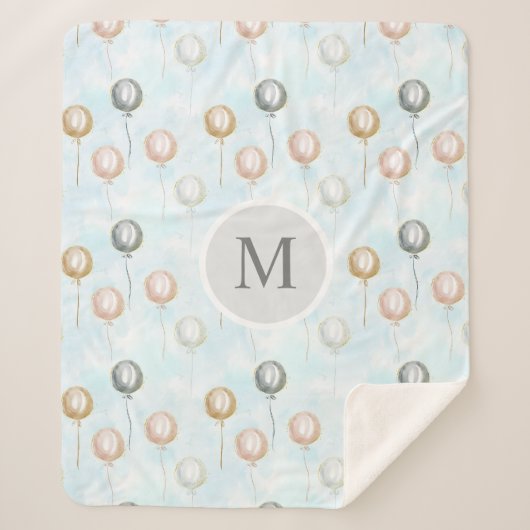 Aquarellballons in Himmelsmonogramm Sherpadecke (Vorderseite)